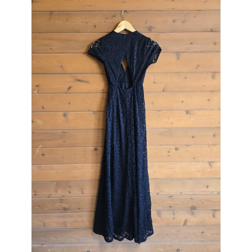 Show Me Your Mumu Dress Maxi Lace Eleanor Black Formal Vneck Flowy Bridesmaid XS - Picture 4 of 5